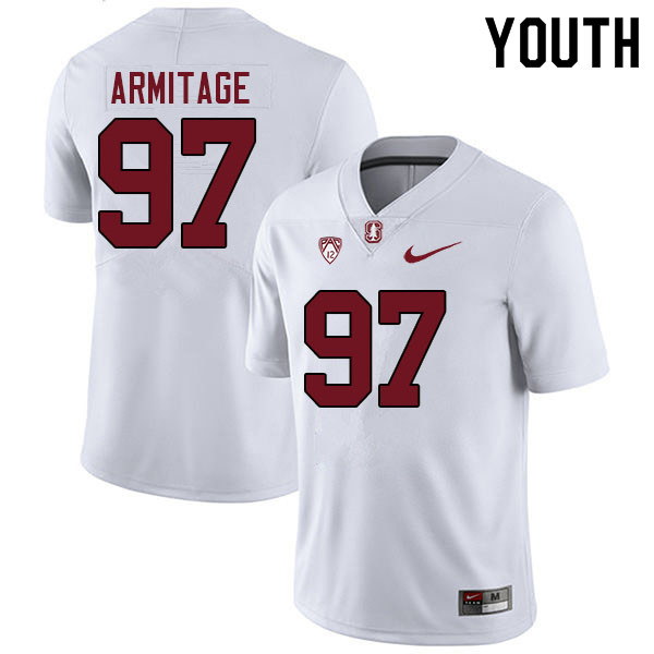 Youth #97 Aaron Armitage Stanford Cardinal College Football Jerseys Sale-White - Click Image to Close